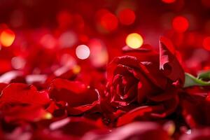 ai généré Stock photo et royalties image de rouge Rose Contexte romantique ai généré