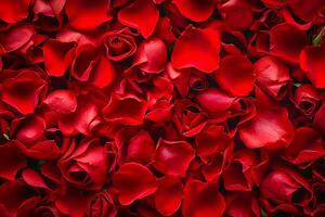 ai généré vibrant collection de rouge des roses pétale comme inspiration à créer captivant visuels ai généré photo