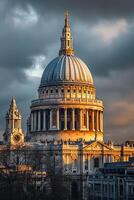 ai généré le cathédrale est illuminé par lumière du soleil, architectural détails. grand iconique dôme cette est synonyme avec le structure ai généré photo