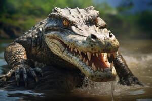 ai généré grand crocodile espèce de sud-est Asie. photo