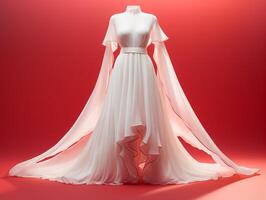 ai généré studio coup de luxe rose, blanc mariage robe sur blanc arrière-plan, conception robe .ai généré photo