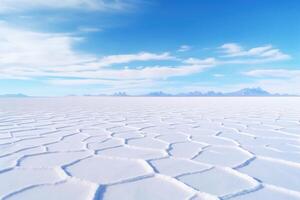 ai généré panorama de perdu îles dans une mer de sel uyuni sel plat désert Bolivie. photo