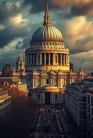 ai généré le cathédrale est illuminé par lumière du soleil, architectural détails. grand iconique dôme cette est synonyme avec le structure ai généré photo