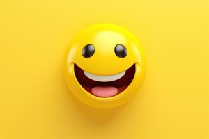 ai généré Jaune sourire emoji dans 3d le rendu. photo