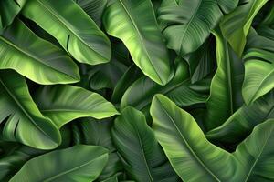 ai généré vert nervuré banane plantain plante magnifique floral Contexte 3d rendre photo