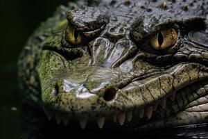 ai généré sauvage crocodile portrait avec texturé peau. photo