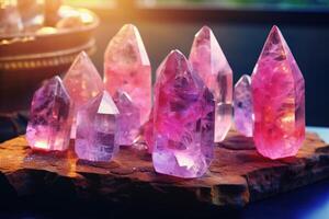 ai généré guérison avec reiki chakra et rose quartz photo