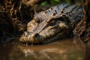 ai généré américain crocodile dans jardins de la reine, Cuba photo