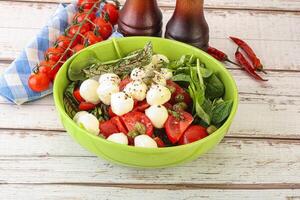 mélanger salade avec mozzarella et tomate photo