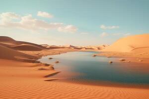 ai généré des lacs dans le vide trimestre désert dans saoudien Saoudite photo