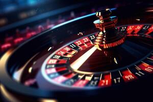 ai généré haute contraste image de casino roulette dans mouvement photo