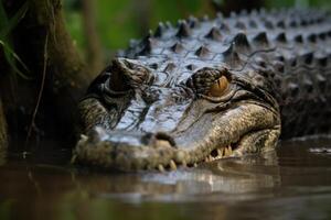 ai généré américain crocodile dans jardins de la reine, Cuba photo