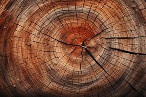 ai généré fermer de une détaillé en bois chêne arbre surface. photo