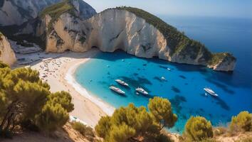 ai généré magnifique île de Zakynthos Grèce photo