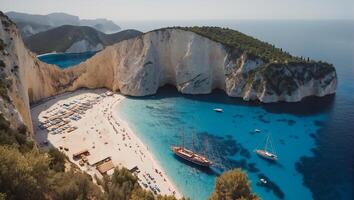 ai généré magnifique île de Zakynthos Grèce photo