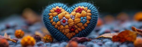 ai généré la Saint-Valentin journée cœur dans brillant coloré broderie style, Contexte image, génératif ai photo