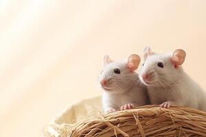 ai généré deux mignonne national les rats dans une panier photo