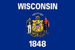 le officiel courant drapeau de Wisconsin Etats-Unis État. Etat drapeau de Wisconsin îles. illustration. photo