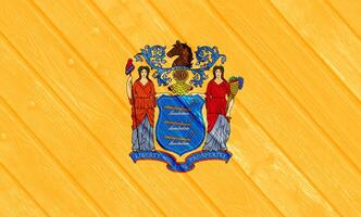 drapeau de Nouveau Jersey Etat Etats-Unis sur une texturé Contexte. concept collage. photo