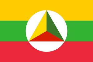 le officiel courant drapeau et manteau de bras de Shan État. Etat drapeau de Shan texture. illustration. photo