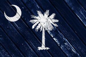 drapeau de Sud Caroline Etats-Unis Etat sur une texturé Contexte. concept collage. photo