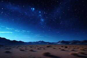 ai généré scénique vue nuit paysage de désert en dessous de le étoilé ciel photo