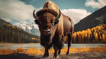 ai généré bison haute qualité image photo