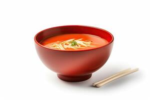 ai généré asiatique soupe bol tradition isolé sur blanc Contexte photo