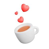 tasse de café avec cœurs, concept de l'amour de café, dessin animé café tasse, 3d rendre photo