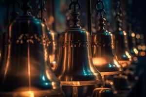 ai généré cloches cathédrale a sonné. produire ai photo