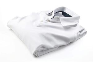 ai généré plié blanc textile polo chemise chiffon. produire ai photo