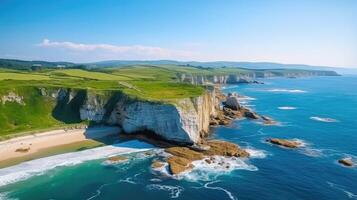 ai généré arnia plage dans santander une serein atlantique oasis, où vagues chuchotement secrets à le rive, ai généré. photo