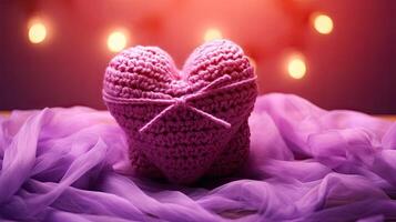 ai généré une image de une crocheté mignonne cœur, ai généré photo