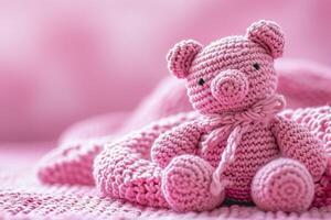 ai généré une image de une crocheté mignonne cochon, ai généré photo