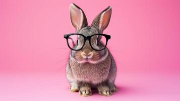 ai généré une fermer de une national lapin portant lunettes, ai généré photo