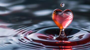 ai généré en forme de coeur l'eau goutte, une symbole de la nature aimer, ai généré photo