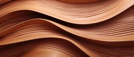 ai généré une unique mur texture avec biologique marron en bois rond agitant vagues présenté dans un abstrait bannière, ai généré. photo