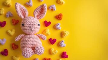 ai généré une image de une crocheté mignonne lapin, ai généré photo