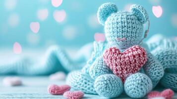 ai généré une image de une crocheté mignonne ours, ai généré photo