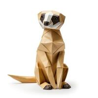 ai généré coloré origami suricate, unique papier polygone ouvrages d'art, idéal animal de compagnie concept, ai généré photo