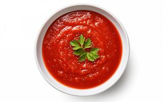 ai généré sauce idéal avec légume tomate isolé sur blanc Contexte photo