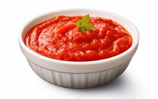 ai généré sauce idéal avec légume tomate isolé sur blanc Contexte photo