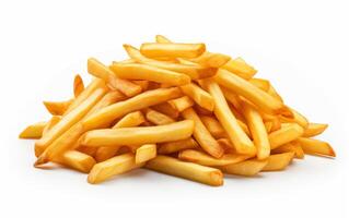 ai généré français frites croustillant isolé sur blanc Contexte photo