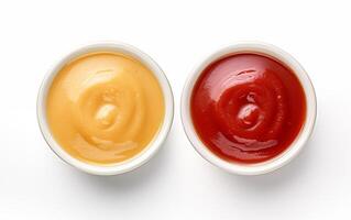 ai généré sauce idéal avec légume tomate isolé sur blanc Contexte photo