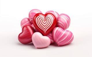ai généré la Saint-Valentin journée cœurs bonbons isolé sur blanc Contexte photo
