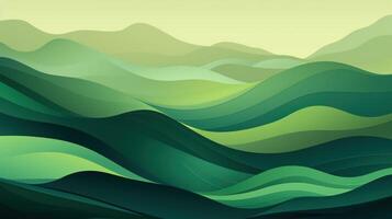 ai généré abstrait vert paysage fond d'écran Contexte illustration conception avec collines et montagnes photo