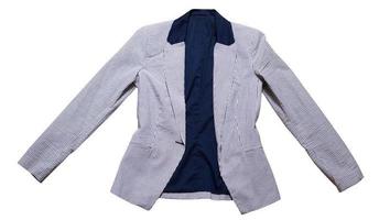 costume bleu clair de vêtements isolé sur fond blanc, veste de costume et pantalon, isolé sur blanc. photo