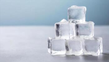 ai généré la glace cubes sur une table photo