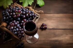 ai généré les raisins avec du vin verre Contexte. produire ai photo