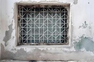 ai généré vieux fenêtre avec grille. produire ai photo